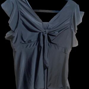 Size 2X | Women’s Modest Swim Top - Black, Short Sleeves
